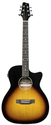 Stagg Guitare d'auditorium acoustique-électrique à pan coupé Sunburst