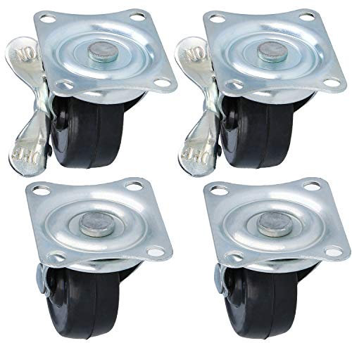 com-four® 4 Möbel Lenkrollen zum anschrauben - Tischrollen 2x mit und 2x ohne Bremse - Schrankrollen mit Schwenklager (04 Stück - 50mm 160kg)