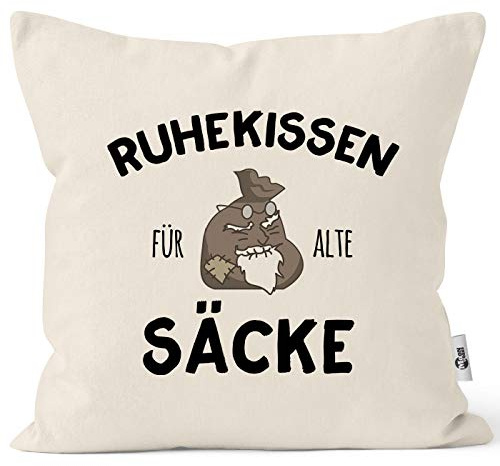 MoonWorks® Kissen-Bezug Ruhekissen für alte Säcke Geschenk lustig Kissen-Hülle Deko-Kissen Baumwolle Natur Unisize