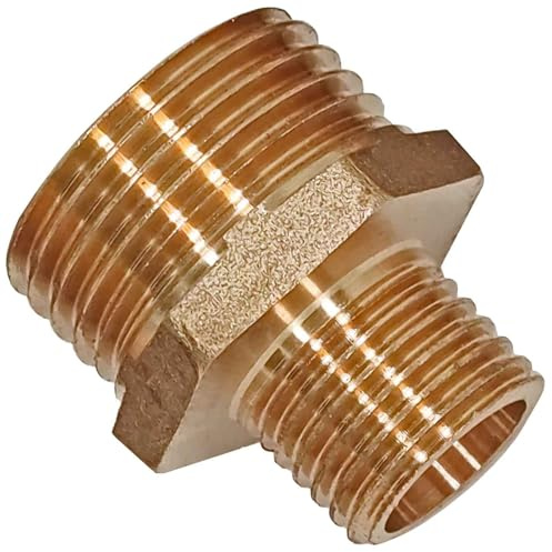 MegaHaustechnik Gewindefitting Messing, Reduziernippel, 2“ x 1 1/2“ AG | Trinkwasser geeignet, 2 Zoll auf 1 1/2 Außengewinde reduziert, Rohr Reduzierung Reduktion Stück Übergang