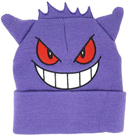 Bioworld Pokemon Gengar Bestickte Manschette Beanie Cap Mütze One Size Lizenziert Neu Lila