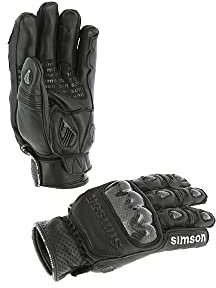 MZA Motorradhandschuhe, schwarz, Größe: L, Motiv: SIMSON