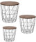 Brandsseller 3er Tischset Beistelltisch Couchtisch Ø 29 cm Ø 34 cm Ø 39,5 cm Gestell Schwarz - Holz Dunkel