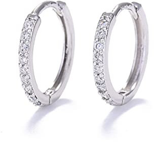 LuLiyLdJ 1 paire de boucles d'oreilles en argent, créoles zircone, femmes/hommes, 12 mm