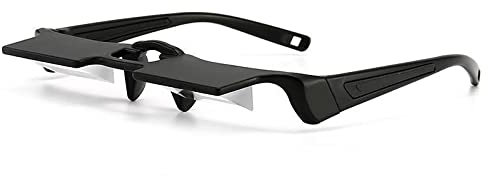 Ycsm Faule Brille Lesehilfen Superleichtes Faules Auge Horizontales Prisma Grau/Schwarz Liegend Und Horizontale Lesebrille Beim Fernsehen (1pc, voll schwarz)