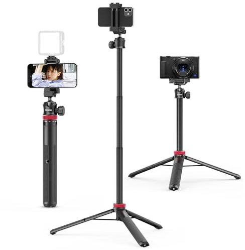 ULANZI MT-44 Tripode para Móvil 147 cm, Palo Selfie Largo con Remoto, Trípode Cámara Fotografía con 360° Rótula de Bola, Cold Shoe, Trípode Compacto Vlog Viaje para Samsung Sony Canon Nikon iPhone 16