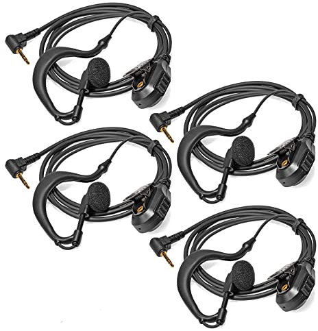 HYSHIKRA Kopfhörer in G-Form 2,5 mm mit Mikrofon und 1 Pin Walkie Talkie Pingring kompatibel mit Motorola TLKR T60 T61 T62 Extreme Hunter HYT TC-320 2-Wege-Radio (4 Stück)