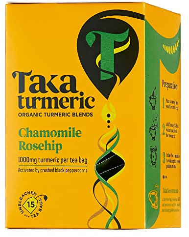 Taka Turmeric Tè (curcuma camomilla rosa canina, 1 confezione (15 bustine di tè))