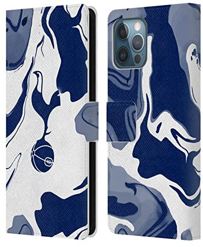 Head Case Designs Officially Licensed Tottenham Hotspur F.C. Blue And White Marble Badge Leather Wallet Case Compatible With Apple iPhone 12 Pro Max