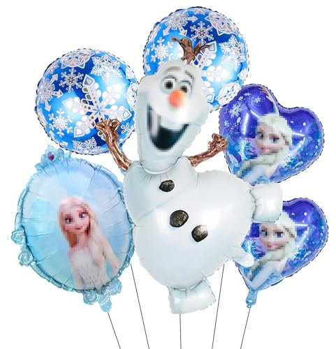 6 Stück Folienballons Eiskönigin Geburtstagsdeko,Eiskönigin Geburtstagsparty Deko,Prinzessin Ballon für Mädchen,Elsa Geburtstag