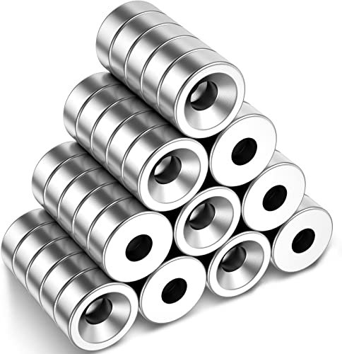 MIN CI 50 Stück Magnete Stark, Neodym Magnete mit Loch 8x3mm M3 Magnete für Magnettafel Magneten Schrauben Schraubbar Flach Kleine Magnet Topfmagnet Küchenschrank Kühlschrank Magnet Rund