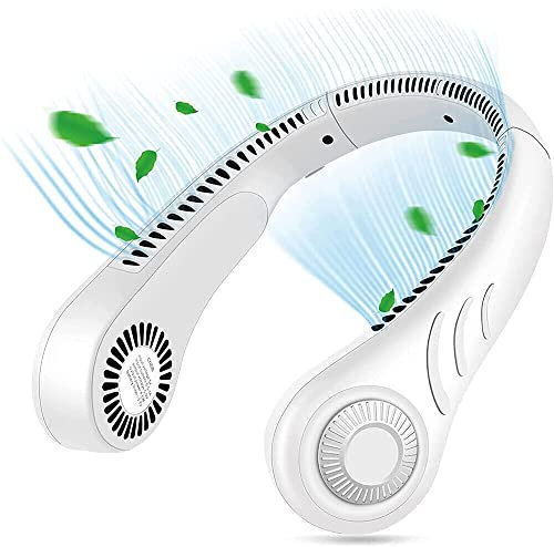 Ruilasago Mini Neck Fans Bladeless Lazy Neck Hanging Wearable Fans Air Cooler USB Rechargeable Portable Neckband Cooling Personal Hands Free Sports Fan for Men Women Kids Summer Outdoor Indoor