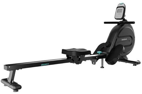Cecotec Máquina de Remo Plegable Con Resistencia Magnética Drumfit Rower 9000 Regatta. 8 Niveles de Intensidad, Volante de Inercia 9Kg, Pantalla LCD, Reposapiés Con Correas Ajustables y Ruedas