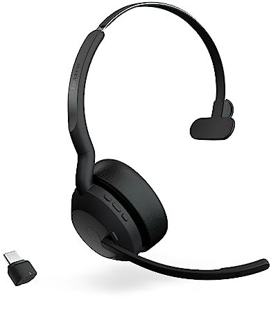 Jabra Evolve2 55 Mono Wireless Headset - Features AirComfort Technology, Noise-Cancelling Mics & Active Noise Cancellation - Works with UC Platforms Such as Zoom & Google Meet - Black
