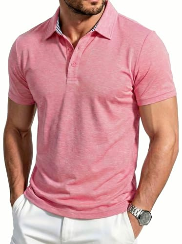 EKLENTSON Men's Polo Shirt Short Sleeve Quick Dry Golf Shirt | classic 3-button,collared T-Shirt,lightweight,breathable,moisture wicking,outdoor,casual,hiking,tennis,running
