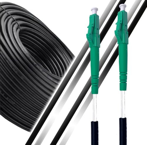Elfcam® - 250m Glasfaser Kabel LWL für den Innen- und Außenbereich, LC/APC auf LC/APC OS2 Simplex-Monomode Deutsche Telekom FTTH Lichtwellenkabel, Kabeldurchmesser 5,0 mm, 250 Meter