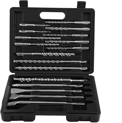 Concrete Drilling Bits,17pcs Drill Bits and Chisels Set for Electric Rotary Hammers Concrete Drilling Grooving Tools