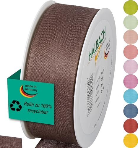 Halbach Seidenbänder Geschenkband | Breite 40mm Länge 25m | Schleifenband made in Germany | Geschenkbänder in Vielzahl von Farben und Breiten, perfekt zum Verpacken und Dekorieren, Farbe: dunkelbraun