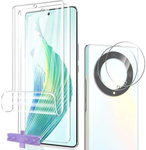 Phlleyaa Protector de Pantalla para Honor Magic 5 Lite, TPU Película Protectora 2 Piezas y Protector de Lente de Cámara 2 Piezas,Sin Burbujas Anti-Arañazos Pantalla para Honor Magic 5 Lite