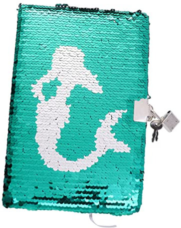 MAGICLULU Mermaid Sequin Journal Notebook Lock Diary Notebook for Girls Planner Organizer