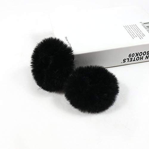 10 Stück Plüsch Haargummis aus Kunstfell Pelzig Elastische Baby Scrunchies Flauschig Haarband Pompon Stirnbänder Haargummis Pferdeschwanz Halter Zubehör Haarschmuck für Frauen Mädchen -Schwarz