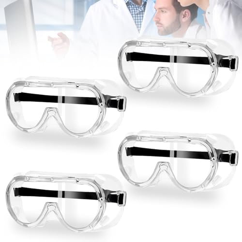 Leikurvo 4 occhiali protettivi, occhiali di protezione da lavoro, occhiali di protezione completi, anti-appannamento, per cantieri, laboratorio, officina, antigraffio e infrangibili
