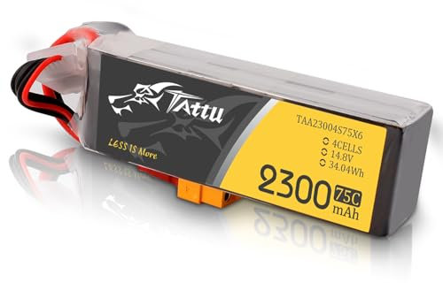 Tattu 4S LiPo Akku 2300mAh 14.8V 75C 4S für FPV Racing Quadcopter Racing Diverse Hubschrauber Flugzeuge Drohnen und Modelle von Booten