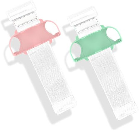 KSJEHW 2 Stücke Armbänder für Just Dance 2024 2023 2022 2021 für Zumba Burn It Up - Bänder für Erwachsene und Kinder,Verstellbarer Elastischer Armband für OLED Tanzspiele(rosa grün)