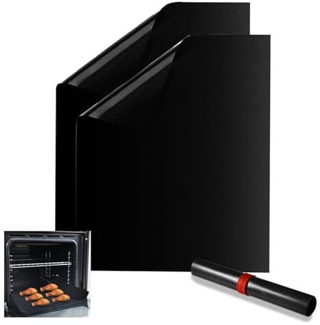 KITCHENRAKU KR Oven Liner Set of 2, 32x50cm Teflon Oven Liners for Fan Assisted Ovens, Non-Stick and Heavy-Duty Bottom Oven Liners Suitable for Ovens, Grills, & Stove