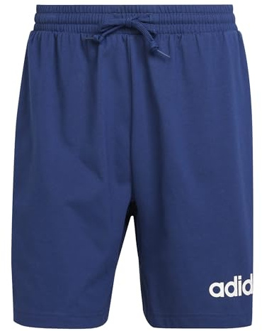 adidas Men's Essentials Linear Single Jersey Short, Dark Blue/White, XL