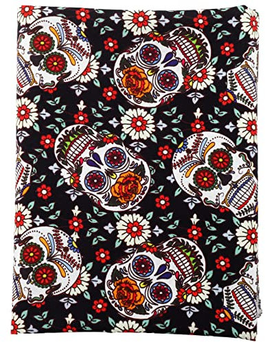Totenkopf-Stoff, schwarze Bettwäsche, schwarzer Stoff, gesteppte Bettwäsche, Halloween-Nähmaterial, Halloween-Nählaken, Baumwolle, Patchwork-Quadrate, Halloween-Stoffmaterial, Baumwollstoff, Box/1383/