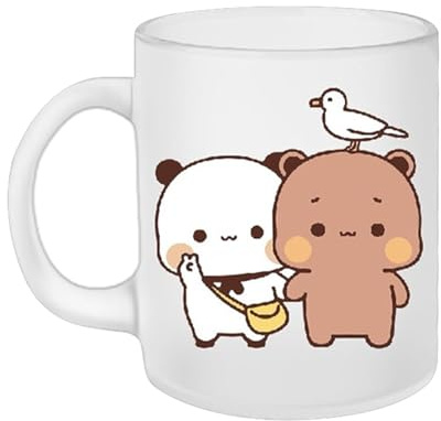 Bub-u Dud-u Cup Valentinstag Tasse 300 ml | Bär und Panda Keramik Becher | Keramik mit Panda Bär | Wasserdruck kreativ und lustig