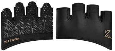 KUTOOK Fitness Handschuhe Trainingshandschuhe Sporthandschuhe Krafthandschuhe Herren Damen Kurzfinger Fingerlos Stoßdämpfend mit Palm Pad für Crossfit Bodybuilding Gym Krafttraining schwarz L