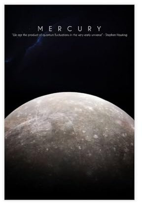 Planet Merkur Sonnensystem Weltraum-Poster auf Leinwand, Wandkunst, Dekordruck, Bild Gemälde für Wohnzimmer, Schlafzimmer, Dekoration, ungerahmt: 60 x 90 cm