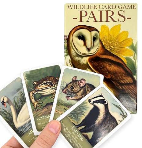 House of Marbles Wildlife Pairs Card Game - 36 FSC-Certified Cards with 18 British Animal Pairs, Educational Memory Matching Game for Children & Families