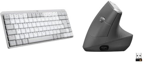 Logitech MX Mechanical Mini for Mac Wireless Illuminated Keyboard, Low-Profile Performance Switches & MX Vertical Ergonomic Mouse, Multi-Device, Bluetooth or 2.4GHz Wireless with USB Unifying