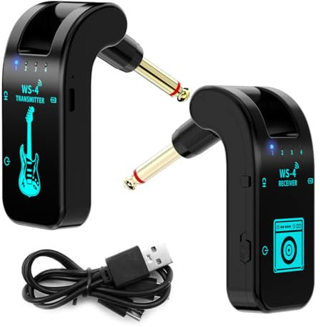 Sarini Nuevo transceptor inalámbrico de Guitarra 2.4G Transceptor inalámbrico de Guitarra eléctrica Sistema de transmisión inalámbrica de Guitarra de 8 Canales 10 Horas de duración de la batería