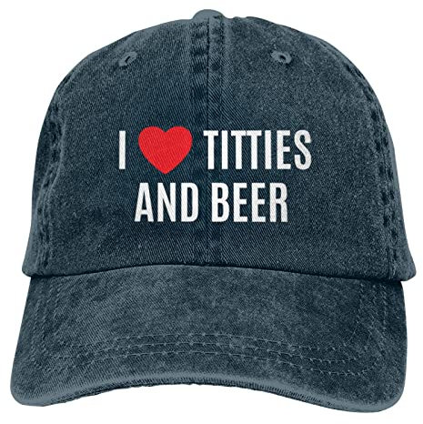 ATOurDealss Baseballkappe mit Aufschrift I Heart Titties and Beer I Love Titties and Beer Trucker, lustiger Sommerhut, schwarz, Baumwolle, navy, One size