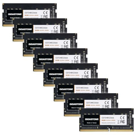 【DDR4 RAM Solo Notebook】GIGASTONE 64GB Kit(8x8GB) DDR4 2666MHz (2400MHz or 2133MHz) PC4-21300 (PC4-19200/17000) CL19 1.2V SODIMM 260pin Memoria notebook–Unbuffered Non-ECC, alte prestazioni