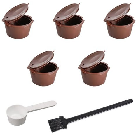5 tazas de filtro de café, 1 cuchara medidora, 1 cepillo de limpieza, adaptador de taza de café reutilizable para cafetera, filtro de café portátil