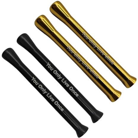 Giditrus Metal Short Straws, You Only Live Once Logo, Reusable Mini Accessory for Shots, Portable Mixed Party Pack, Gold and Black, (Pack of 4)