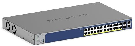 NETGEAR 28-Port PoE Gigabit Ethernet Smart Switch (GS728TXP): Managed, mit 24 PoE+ bei 190 W, 4 10G-SFP+, optionales Insight Cloud Management, Wand- oder Rack-Befestigung und eingeschränkte Garantie