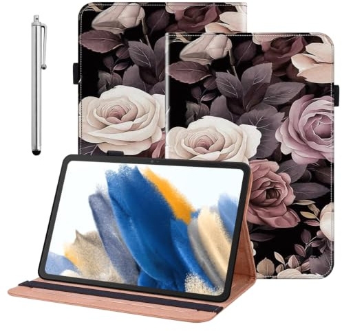 BOLELAW Case for Samsung Galaxy Tab S5e 10.5 inch 2019 (SM-T720/T725) – PU Leather Folio Cover with 3 Card Slots, Pencil Holder, Kickstand, Rose Bush