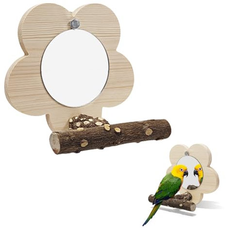 Vogelspiegel, Vogel Spiegel Spielzeug, Wellensittich Spielzeug mit Spiegel Holz, Vogelkäfig Sitzstangen Spiegel, Vogelkäfig Barsche Spiegel, Papagei Vogelspiegel, Stange Vogelständer mit Spiegel