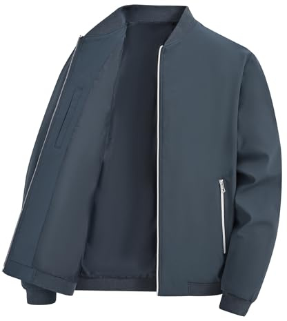 YuKaiChen Übergangsjacke Herren Leichte Jacke Freizeit Vier Jahreszeiten Bomberjacke mit Reißverschlusstaschen