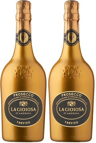 La Gioiosa Prosecco Gold, Gift for Mums, Dads and friends, Ideal for celebrations and parties - 75cl (Pack of 2)