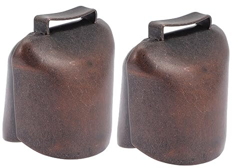 BELLIFFY Metal Cow 2pcs Livestock Bells Red Bronze Finish Shaking Bells for Cattle Easy to Wear
