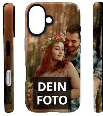 PhotoFancy® - iPhone 16 Hülle mit Foto Personalisieren - Handyhülle selbst gestalten (Premium Bumper Rundum-Druck)