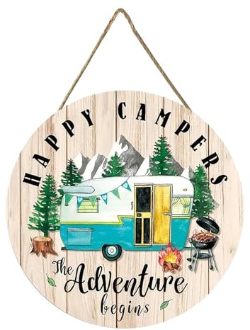 Campervan Accessories UK – Wohnwagen-Zubehör, Holzschild zum Aufhängen, Wohnaccessoires, Wohnwagen-Geschenke, Holzschilder, personalisierbar, Happy Campers Abenteuerschild, Wohnmobil-Zubehör,