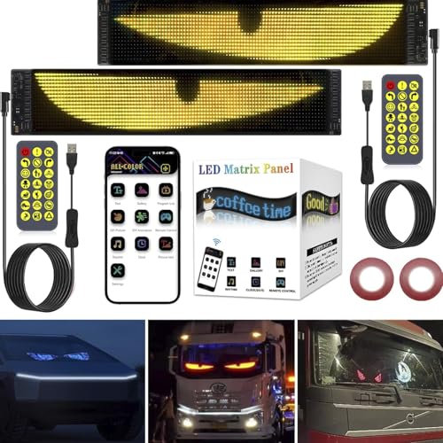 LED Augen für Lkw und Auto, Devil Eyes, Großer Programmierbarer Flex Display, DIY Auto Dynamische LED Smart Bunte Augenlampe Soft Screen (2pcs 120x595mm)